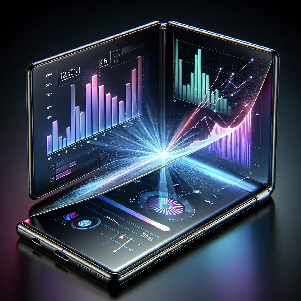 "Benchmark results of the Pixel 10 Pro Fold displayed on a digital screen, highlighting performance metrics ahead of the device's launch."