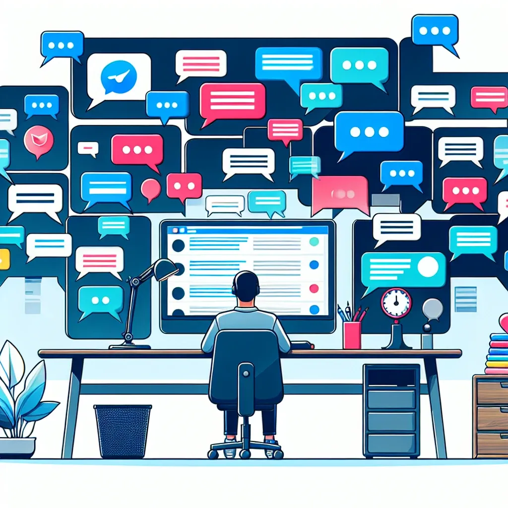 "Person managing multiple Telegram channels on a laptop, showcasing tips and strategies for efficient Telegram channel management."